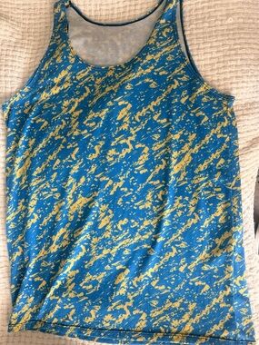 Blue and Yellow Abstract Print Tank Top